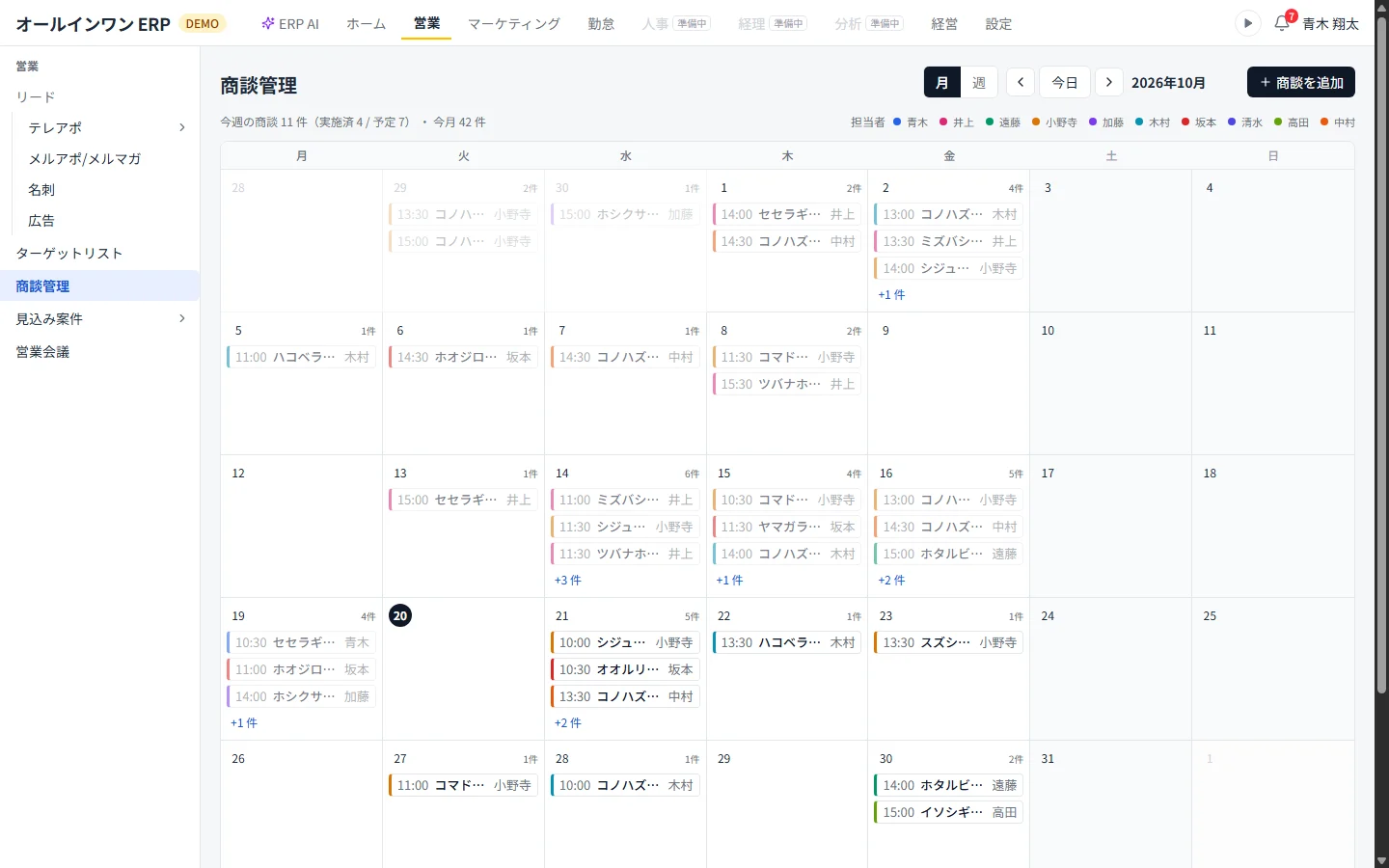 まるっと営業の画面